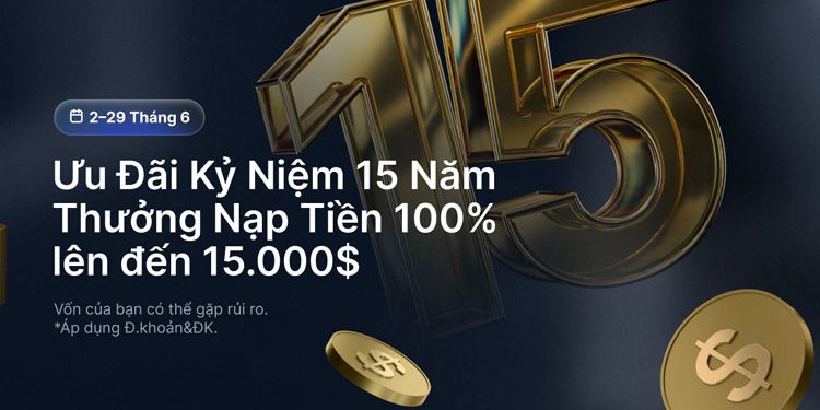 Khuyến mãi Bonus sàn XM tháng 6/2025: Thưởng nạp tiền 100% lên đến 15.000$